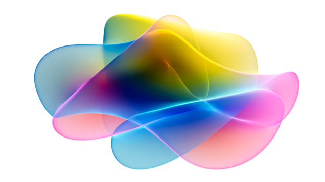 Abstract Swirling Forms with Translucent Layers and Gradient Colors, cut out transparent