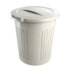 Clean white laundry basket with perforated lid for clothes storage and organization transparent background