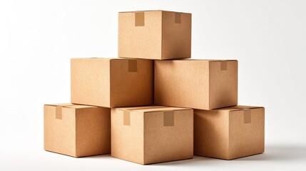 Obraz premium A pyramid of cardboard boxes stacked neatly, ready for shipping and transportation