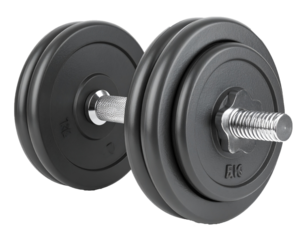 Black Dumbbell with Metal Handle Isolated on Transparent Background