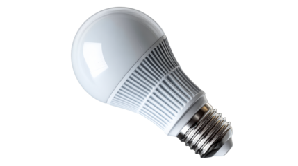 Modern LED Light Bulb with Screw Base Against White Background, cut out transparent