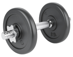Black Dumbbell with Metal Handle Isolated on Transparent Background