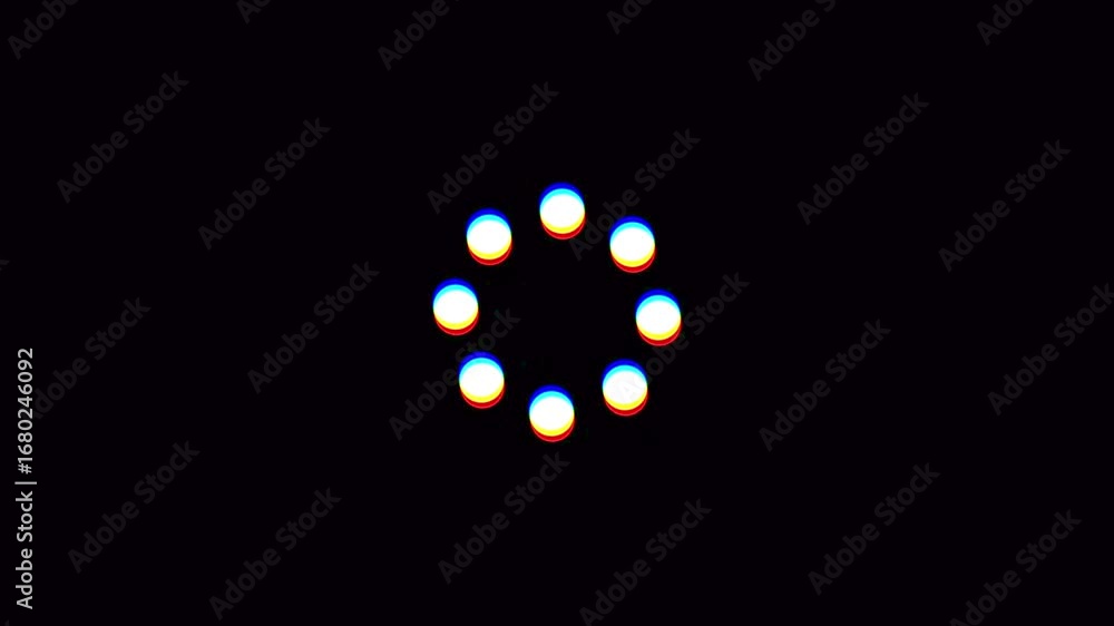 Aufkleber loading icon symbol turning animation with glitches and distortions on black background