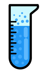 Blue Liquid with Bubbles in a Graduated Measuring Cylinder