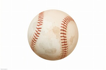 Worn baseball, studio shot, white background, game memory