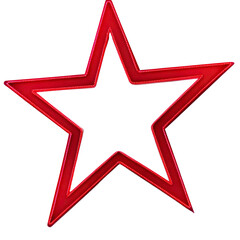 Red Star Shape Outline with Marquee Lights Border Isolated on White, cut out transparent