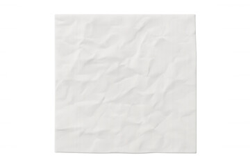 Crumpled white paper sheet lying flat, creating textured surface for graphic design mockups and presentations