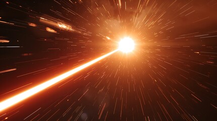 A detailed shot of a laser defense grid firing a brilliant beam into the sky to destroy a meteor.