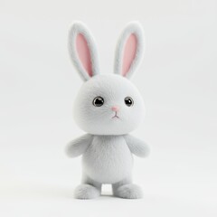Obraz premium Cute and Fluffy Grey Bunny Toy with Big Ears and Round Eyes