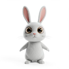 Obraz premium Cute Cartoon Rabbit Character With Big Eyes and Fluffy Ears