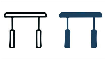 Gymnastics Equipment Icons – Minimalist Parallel Bars Symbols for Sports Apps, Athletic Training, and Fitness UI Interfaces