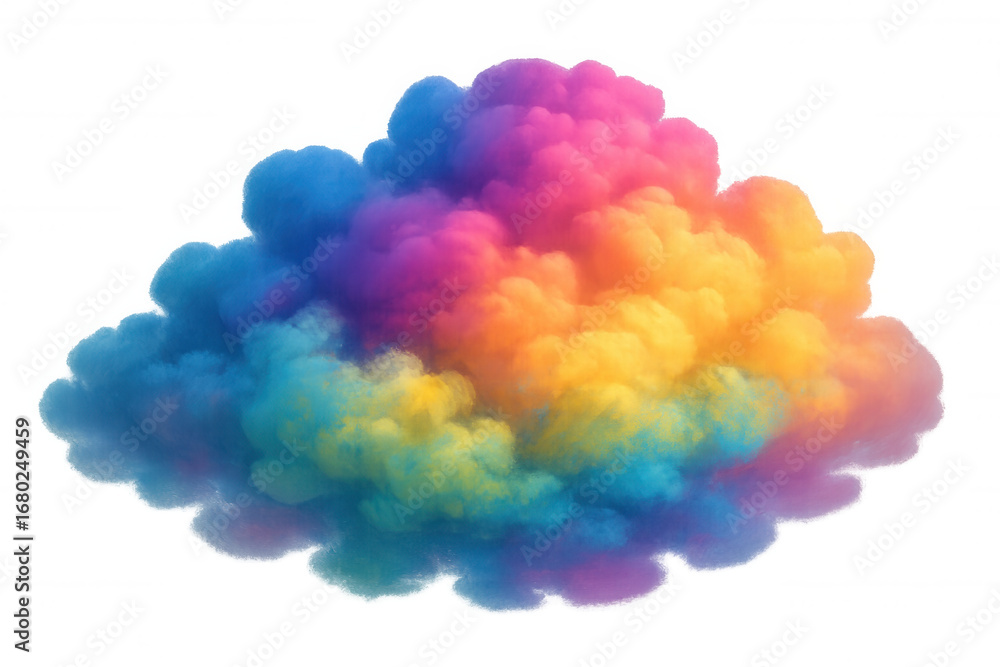 Poster vibrant cloud swirling in iridescent colors, generating ethereal abstract pattern against transparen