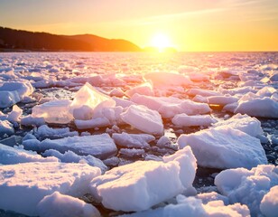 Frozen lake at sunset (1)