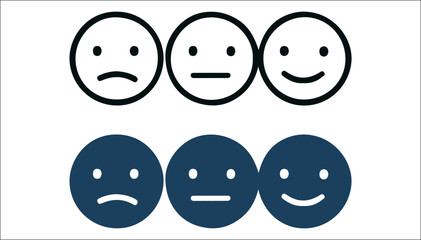 Emotional Feedback Icons – Minimalist Mood Faces in Outline and Filled Styles for Surveys, UX Ratings, and Mental Health Tracking Interfaces