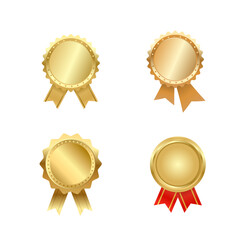 Golden Award Emblems Collection of Shiny Reward Seals for Recognition