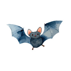 Obraz premium Watercolor Bat Illustration Dark Grey Nocturnal Creature in Flight