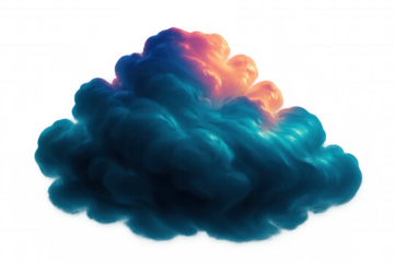 Blue and orange cloud floating gracefully on a transparent background, perfect for enhancing creative projects with vibrant color