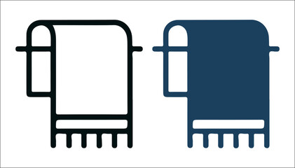 Towel Rack Icons – Minimalist Hanging Towel Symbols for Hospitality, Bathroom Decor, and Smart Home Interfaces