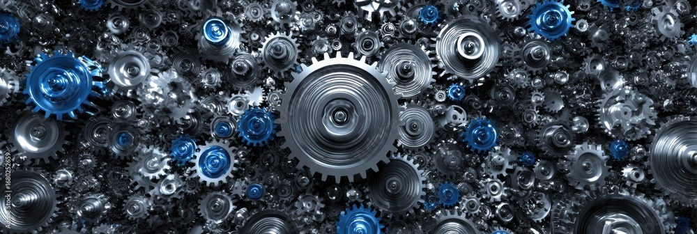 Aufkleber gears and mechanical components creating a complex arrangement in a digital abstract design