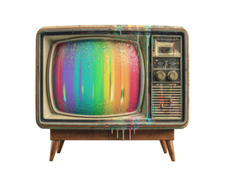 Retro TV with vibrant, dripping paint