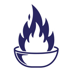 Stylized vector illustration of a burning bowl depicting heat and energy concept