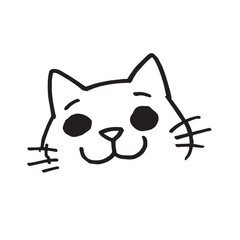 Cat Doodle Black and White Illustration Vector Image Cute Kitten Sketch Line Art Drawing Silhouette