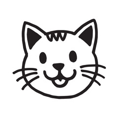 Cat Doodle Black and White Illustration Vector Image Cute Kitten Sketch Line Art Drawing Silhouette