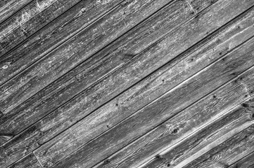 Wooden background in black and white close up view