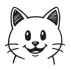Cat Doodle Black and White Illustration Vector Image Cute Kitten Sketch Line Art Drawing Silhouette