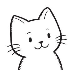 Cat Doodle Black and White Illustration Vector Image Cute Kitten Sketch Line Art Drawing Silhouette