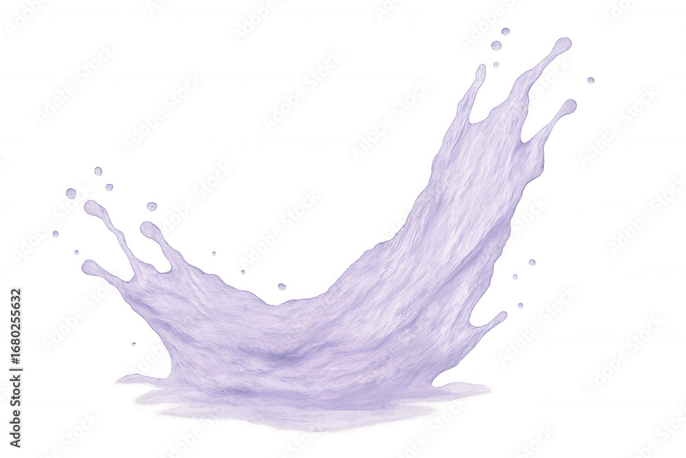 Poster dynamic splash of purple liquid, isolated on a transparent background, creating a sense of motion an