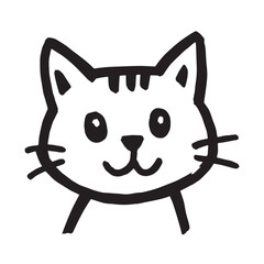 Cat Doodle Black and White Illustration Vector Image Cute Kitten Sketch Line Art Drawing Silhouette
