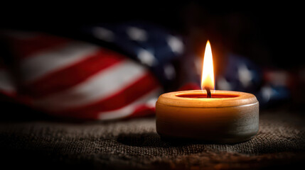 Burning candle commemorating United States of America holidays