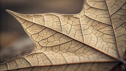Whispers of Autumn A decaying leaf revealing intricate patterns of nature s design in warm beige and