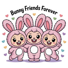 Three Best Bunny Friends &ndash; Sweet, Playful & Full of Joy
