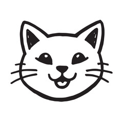 Cat Doodle Black and White Illustration Vector Image Cute Kitten Sketch Line Art Drawing Silhouette