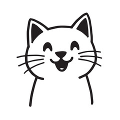 Cat Doodle Black and White Illustration Vector Image Cute Kitten Sketch Line Art Drawing Silhouette