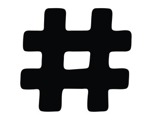 Obraz premium Chunky Black Hashtag Symbol with Rounded Edges on a White Background