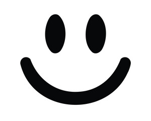 Fototapeta premium Simple black and white smiley face icon, representing happiness and joy