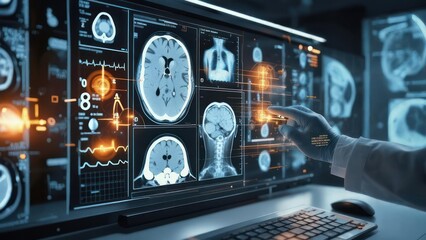 Medical scans displayed on large monitor