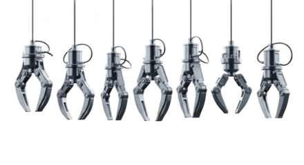 Row of claw machines isolated on transparent background