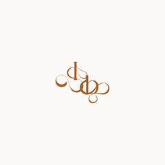 caligraphic style monogram luxury minimalist logo design BI wedding initial concept letter
