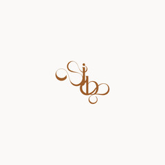 Obraz premium caligraphic style monogram luxury minimalist logo design BJ wedding initial concept letter