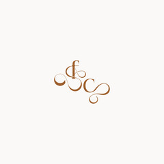 caligraphic style monogram luxury minimalist logo design CF wedding initial concept letter