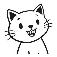 Cat Doodle Black and White Illustration Vector Image Cute Kitten Sketch Line Art Drawing Silhouette