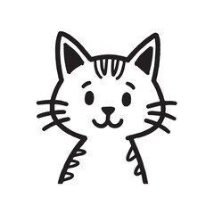 Cat Doodle Black and White Illustration Vector Image Cute Kitten Sketch Line Art Drawing Silhouette