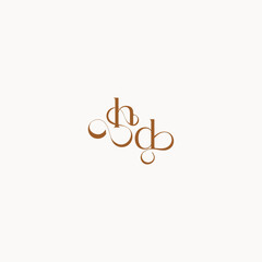 caligraphic style monogram luxury minimalist logo design DH wedding initial concept letter