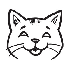 Cat Doodle Black and White Illustration Vector Image Cute Kitten Sketch Line Art Drawing Silhouette