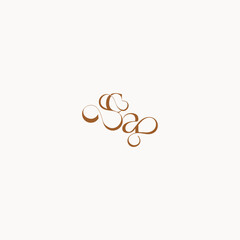 caligraphic style monogram luxury minimalist logo design AC wedding initial concept letter