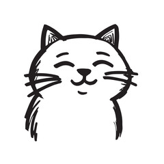 Cat Doodle Black and White Illustration Vector Image Cute Kitten Sketch Line Art Drawing Silhouette